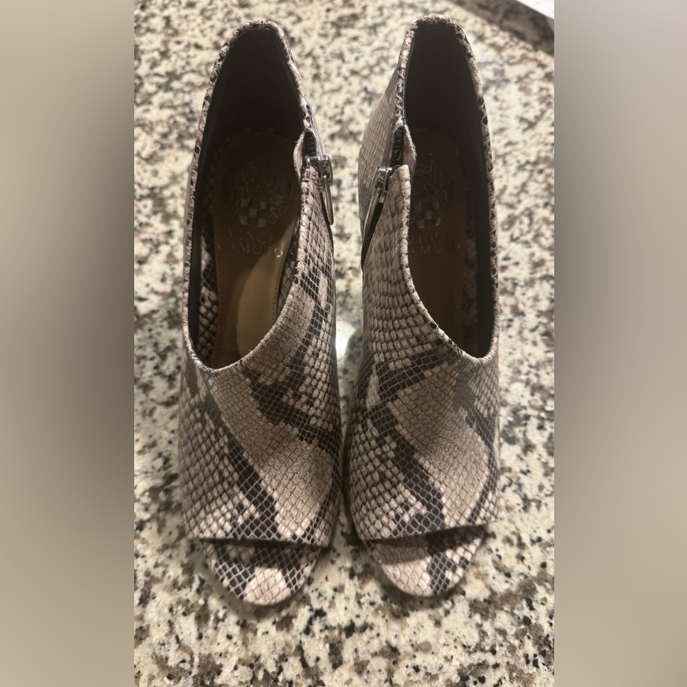Women's Snakeskin Peep Toe Booties - Brown